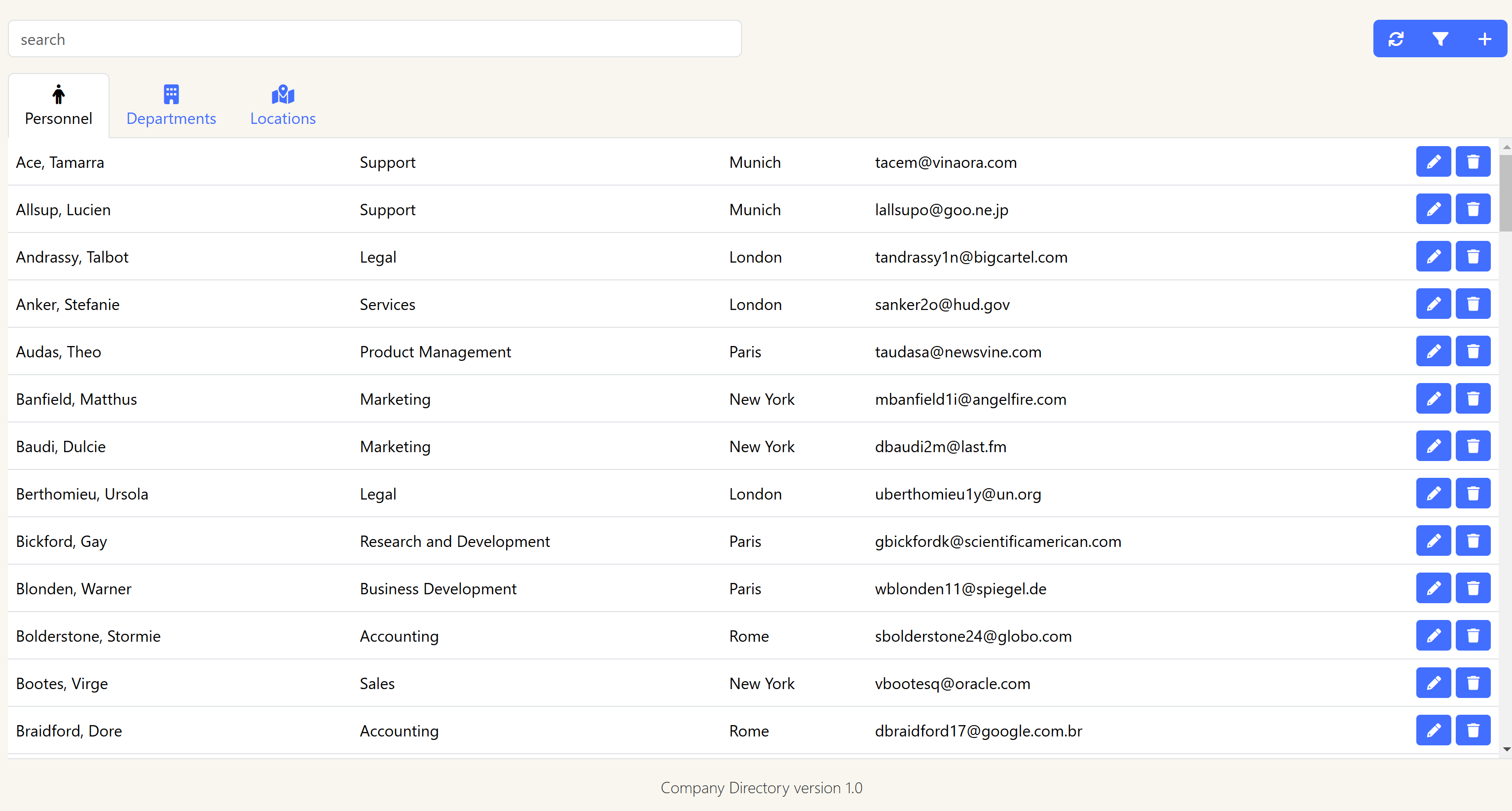 Company Directory Project